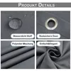 A collage of four close-up images showcasing the features of a dark gray balcony privacy screen. Produktbild-Vorschau