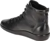 A black leather high-top sneaker shown from the side. Produktbild-Vorschau