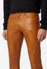 Pantaloni uomo in pelle jeans Ricano SLIM FIT - cognac / 36 Anteprima dell’immagine prodotto 3