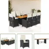 The Living Store 9-tlg. Garten-Essgruppe mit Kissen Schwarz Produktbild-Vorschau 1