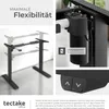A collage of images showcasing a black height-adjustable desk frame from the brand tectake. Náhled obrázku produktu