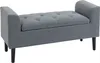 A gray upholstered storage bench with tufted seating and black wooden legs, shown against a white background. Podgląd zdjęcia produktu