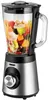 Der Unold Standmixer Edel, ein silber-schwarzer elektrischer Mixer mit durchsichtigem Krug und Drehr Produktbild-Vorschau