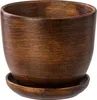Pot en céramique rond avec soucoupe brun foncé 25 cm Voir les images du produit 11