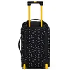 A black trolley suitcase with white polka dots and yellow accents, shown from the back. Produktbild-Vorschau
