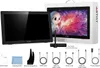 A drawing tablet and its accessories are displayed on a white background, with the product packaging visible in the background. Produktbild-Vorschau