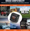 A collage of images showing various applications of the VEVOR product, including an off-road vehicle, camper, RV, boat, yacht, and air compressor. A close-up of the VEVOR device is also shown. Produktbild-Vorschau