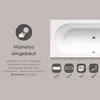 A bathtub is shown next to marketing text and icons indicating easy installation. Produktbild-Vorschau