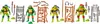 Four Teenage Mutant Ninja Turtles action figures with accessories, displayed against a white background. Voir les images du produit