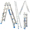 A collage of a multi-purpose telescopic ladder shown in various configurations against a white background. Produktbild-Vorschau