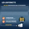 Marketing image for an LED icicle light chain, showing its features and specifications. Náhled obrázku produktu