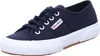 A single navy blue Superga sneaker with a white sole is shown from a side angle against a white background. Produktbild-Vorschau
