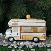 Christbaumschmuck Glas Wohnwagen 11cm weiß / gold Produktbild-Vorschau 5