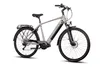 A silver and black electric bicycle is shown against a white background. Produktbild-Vorschau
