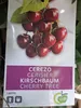 A plant tag showing a picture of cherries and text describing the product. Náhled obrázku produktu