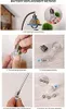 A collage of images showing the steps to replace the battery in a night light bulb. Produktbild-Vorschau