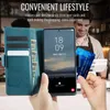 A person is holding a phone case with cards and cash inside, while another person is in the background. Produktbild-Vorschau