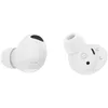 Two white wireless earbuds are shown against a white background. Produktbild-Vorschau