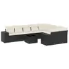 vidaXL 10-tlg. Garten-Sofagarnitur mit Kissen Schwarz Poly Produktbild-Vorschau 1