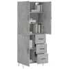 Highboard Betongrau 69,5x34x180 cm Holzwerkstoff Produktbild-Vorschau 3
