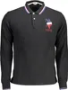 Elegantes Herren Langarm-Poloshirt in Schwarz mit Stickerei Produktbild-Vorschau 1