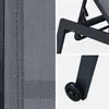 A collage of close-up shots of a gray sun lounger, showing its fabric texture, frame details, and wheels. Produktbild-Vorschau