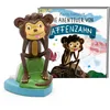 A toy monkey figure and a book cover featuring monkeys. Produktbild-Vorschau