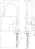 Technical drawing of a faucet with dimensions and angles. Produktbild-Vorschau