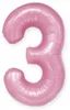 Folienballon Zahl 3 DREI rosa pastell 100 cm Produktbild-Vorschau 1