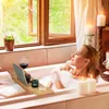 Relaxdays Badewannenablage Bambus, 70cm breit, Badetablett Produktbild-Vorschau 3
