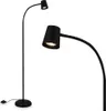 A black floor lamp with a flexible head is shown against a white background. A close-up of the lamp head is also visible. Anteprima dell’immagine prodotto
