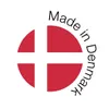 A circular graphic with the Danish flag and text indicating "Made in Denmark". Produktbild-Vorschau