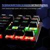 A close-up of a black mechanical keyboard with colorful RGB backlighting. Produktbild-Vorschau