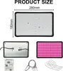 A collage of images showing different views and components of an LED grow light, including its size dimensions, the back of the panel, and the illuminated panel. Náhled obrázku produktu