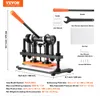 A product image showing a manual leather stamping machine with various accessories and dimensions labeled. Produktbild-Vorschau