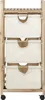 A wooden laundry cart with three fabric compartments. Podgląd zdjęcia produktu