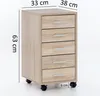 A rollable cabinet with five drawers, shown from a three-quarter angle. Produktbild-Vorschau
