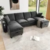 Merax U-Form Ecksofa 4 Sitzer, Chenille Sofa Mit 2 Produktbild-Vorschau 5