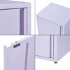 A collage of four close-up images showing different details of a purple metal cabinet. Voir les images du produit
