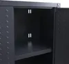 Close-up view of the interior of a dark gray metal cabinet with an open door. Voir les images du produit