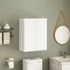 A bathroom scene with a white cabinet, toilet, and sink. Produktbild-Vorschau