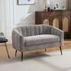 okwish Pohovka chenille dvoumístná retro design s rýhovaným Náhled obrázku produktu 2