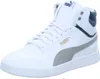 A single white Puma mid-top sneaker with gray and blue accents is shown against a white background. Produktbild-Vorschau