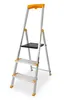 A silver and orange step ladder with a black platform is shown against a white background. Voir les images du produit