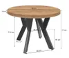 A diagram of a round dining table with dimensions indicated. Voir les images du produit
