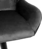 A close-up view of the dark gray velvet upholstery of a bar stool. Voir les images du produit