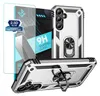 A silver phone case and screen protector are displayed against a white background. Produktbild-Vorschau