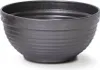 A dark gray plastic planter bowl is shown against a white background. Produktbild-Vorschau
