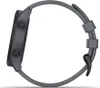 Side view of a dark gray smartwatch with a gray band. Produktbild-Vorschau