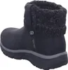 A side view of a black Skechers boot with a knitted cuff. Voir les images du produit